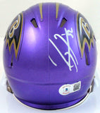 Ray Lewis Autographed Baltimore Ravens Flash Speed Mini Helmet-Beckett W Holo