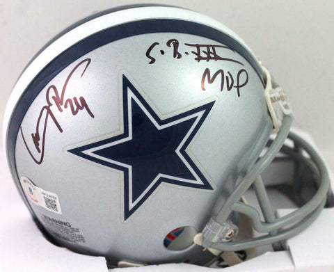Larry Brown Autographed Dallas Cowboys Mini Helmet W/ SB MVP- Beckett W *Black