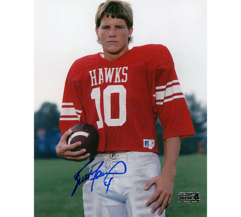 Brett Favre Signed Hancock High Hawks Unframed 8x10 Photo - Blue Ink