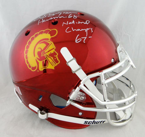 OJ Simpson Signed USC F/S Authentic Chrome Helmet w/ 2 Insc- JSA W Auth *Wh-Top