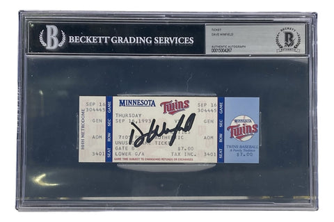 Dave Winfield Minnesota Twins Signed Slabbed 3000th Hit Game Ticket BAS