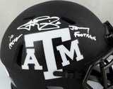 Johnny Manziel Signed Texas A&M Eclipse Speed Mini Helmet w/ 2 Insc-JSA W *White