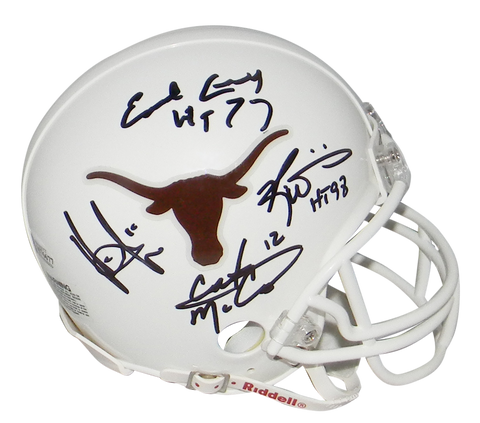 EARL CAMPBELL RICKY WILLIAMS VINCE YOUNG COLT McCOY SIGNED TEXAS MINI HELMET