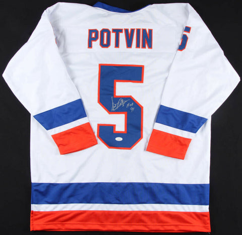 Denis Potvin Signed New York Islanders Jersey Inscribed "HOF 91" (JSA COA)