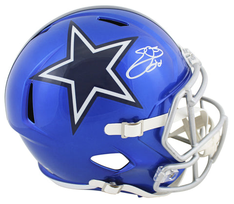 Cowboys Emmitt Smith Signed Flash Full Size Speed Rep Helmet BAS Witnessed