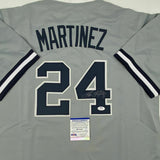 Autographed/Signed TINO MARTINEZ New York Grey Baseball Jersey PSA/DNA COA Auto