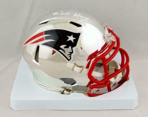 N'Keal Harry Signed New England Patriots Chrome Mini Helmet- Beckett Auth *White