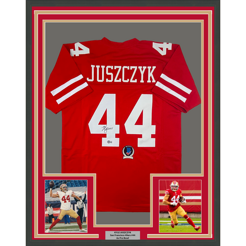 Framed Autographed/Signed Kyle Juszczyk 33x42 San Francisco Red Jersey BAS COA
