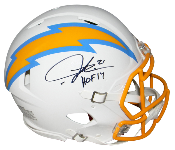 LADAINIAN TOMLINSON SIGNED SAN DIEGO CHARGERS SPEED AUTHENTIC HELMET W/ HOF 17