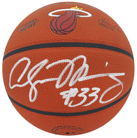 Alonzo Mourning Signed Wilson Miami Heat Logo NBA Basketball - (SCHWARTZ COA)