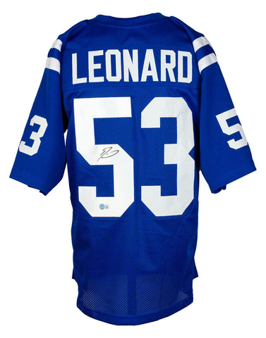 Darius Leonard Signed Custom Blue Pro Style Football Jersey BAS ITP
