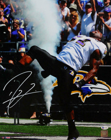 Ray Lewis Autographed Baltimore Ravens 16x20 Tunnel Dance Photo- Beckett W Auth