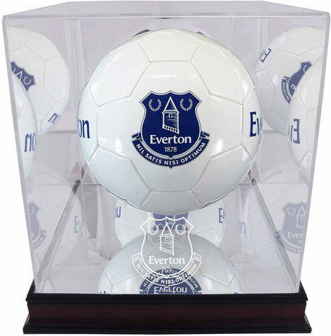 Everton FC Mahogany Team Logo Soccer Ball Display Case