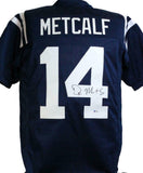 DK Metcalf Autographed Blue College Style Jersey - Beckett W Auth *4