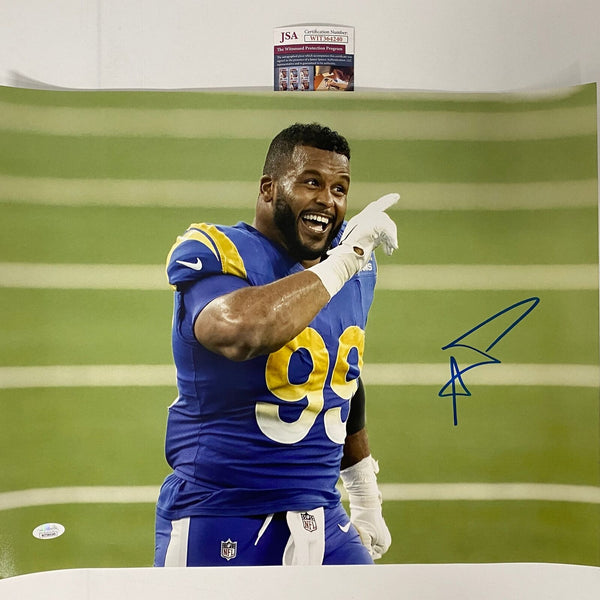 Autographed/Signed Aaron Donald Los Angeles LA Rams 16x20 Photo JSA COA #5