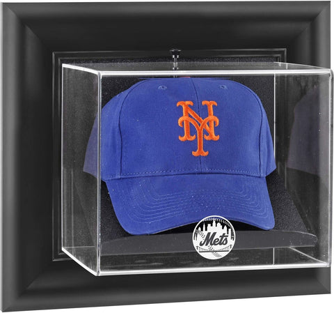 Mets Black Framed Wall- Logo Cap Display Case - Fanatics