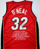Shaquille O'Neal Autographed Red Miami Pro Style Stat Jersey - Beckett W Holo