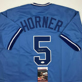 Autographed/Signed BOB HORNER Atlanta Light Blue Baseball Jersey JSA COA Auto