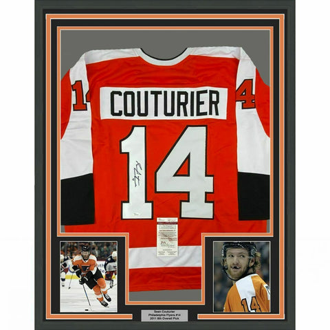 FRAMED Autographed/Signed SEAN COUTURIER 33x42 Philly Orange Jersey JSA COA Auto