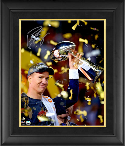 Peyton Manning Broncos FRMD Signed 16x20 SB 50 Champs Celebration Photo