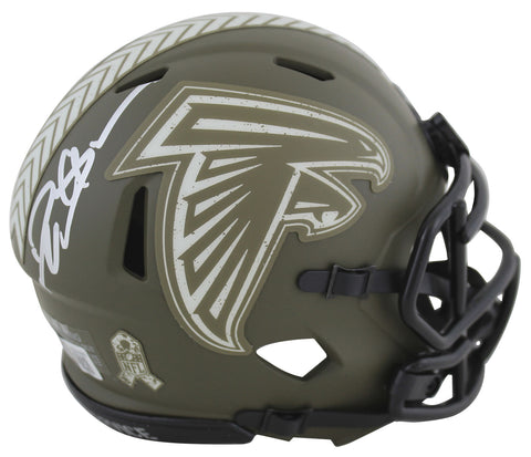 Falcons Deion Sanders Signed Salute To Service Speed Mini Helmet BAS Witnessed