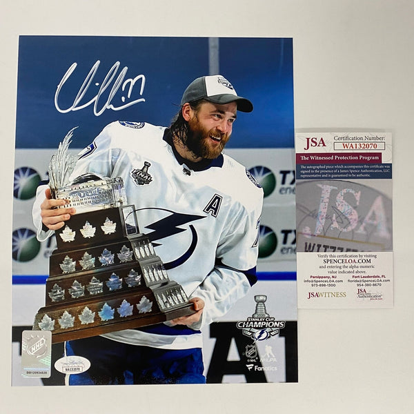 Autographed/Signed Victor Hedman Tampa Bay Lightning 8x10 Hockey Photo JSA COA