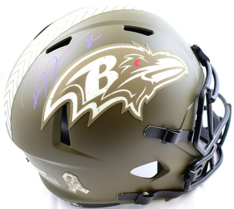 Ray Lewis Autographed Ravens F/S Salute to Service Speed Helmet-Beckett W Holo