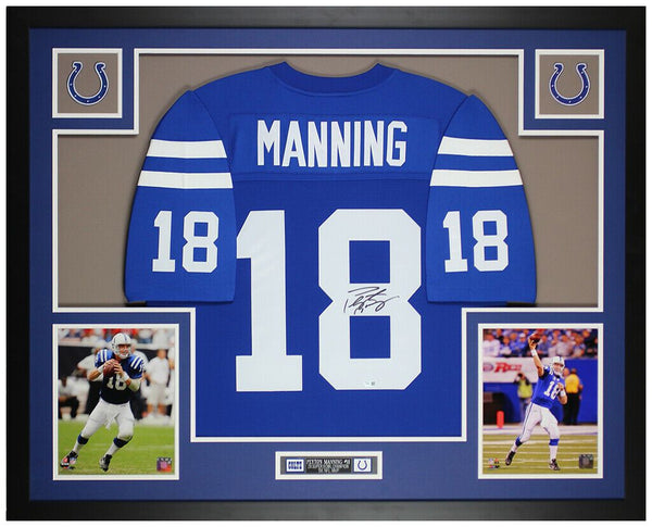 Peyton Manning Autographed & Framed Mitchell & Ness Blue Colts Jersey