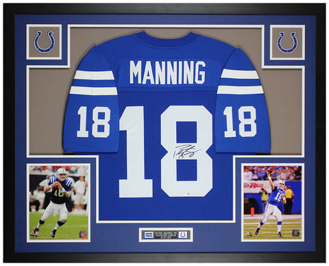 Peyton Manning Autographed & Framed Blue Colts Jersey