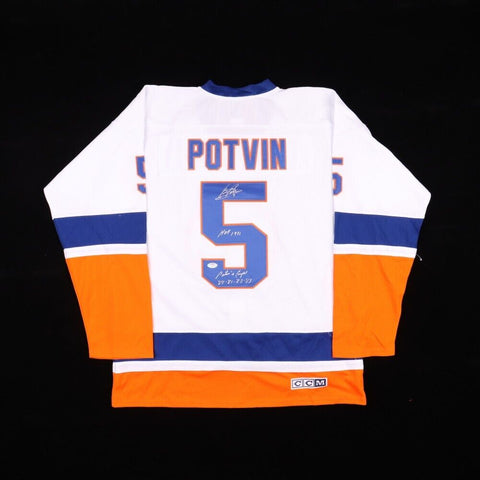 Denis Potvin Signed NY Islanders Jersey "HOF 1991 & Potvin's Cups 80-81-82-83."