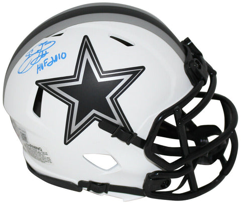 Emmitt Smith Autographed Dallas Cowboys Lunar Mini Helmet HOF BAS 32560