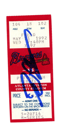 Deion Sanders Signed Atlanta Braves 5/13/1992 vs Pirates Ticket BAS 37259