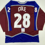Autographed/Signed IAN COLE Colorado Maroon Hockey Jersey PSA/DNA COA Auto