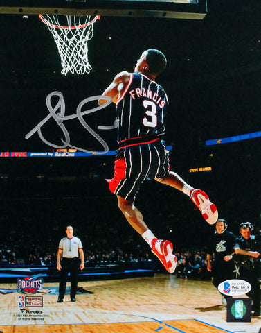 Steve Francis Signed Rockets 8x10 FP Photo Dunk Contest- Beckett Witness *Silver