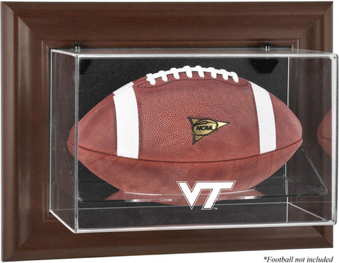 Virginia Tech Brown Framed Logo Wall-Mountable Football Display Case