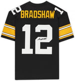 FRMD Terry Bradshaw Steelers Signed Mitchell & Ness Throwback Black Rep Jersey