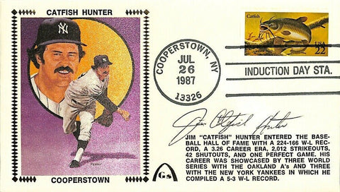 Catfish Hunter Signed New York Yankees Envelope BAS Y19899