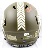 Warren Sapp Signed Buccaneers F/S Salute to Service Speed Helmet w/2 insc.- BAW