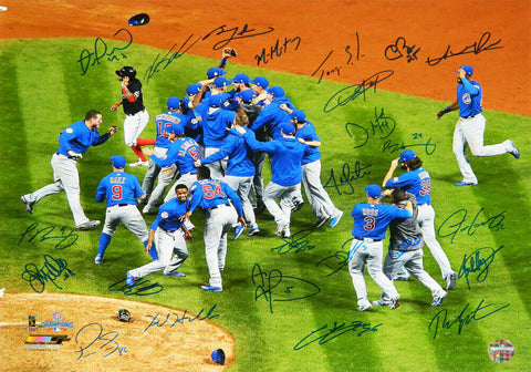 2016 Chicago CUBS TEAM Signed World Series Celebration 16x20 Photo (24 Sigs) -SS