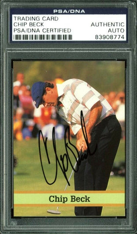 Chip Beck Authentic Signed Card Fax Pax Golf #17 Autographed PSA/DNA Slabbed