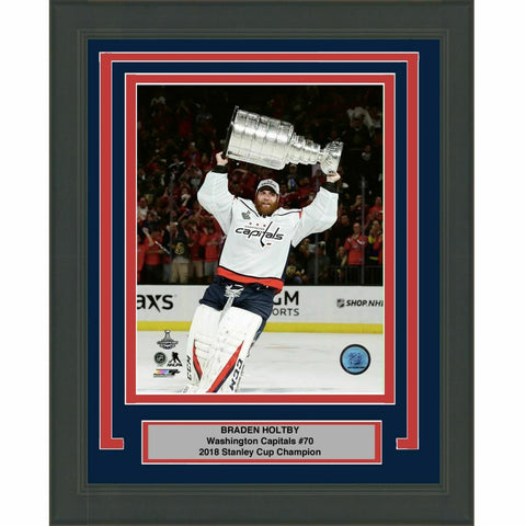 Framed BRADEN HOLTBY Washington Capitals Stanley Cup Champs 8x10 Photo Matted #1