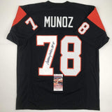Autographed/Signed Anthony Munoz HOF 98 Cincinnati Black Football Jersey JSA COA