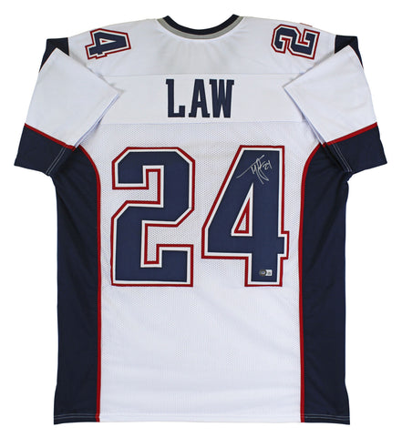 Ty Law Authentic Signed White Pro Style Jersey Autographed BAS Witnessed