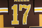 JOSH ALLEN (Wyoming brown TOWER) Signed Autographed Framed Jersey Beckett