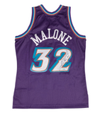 KARL MALONE Autographed Utah Jazz M&N 1996 Purple Road Jersey FANATICS