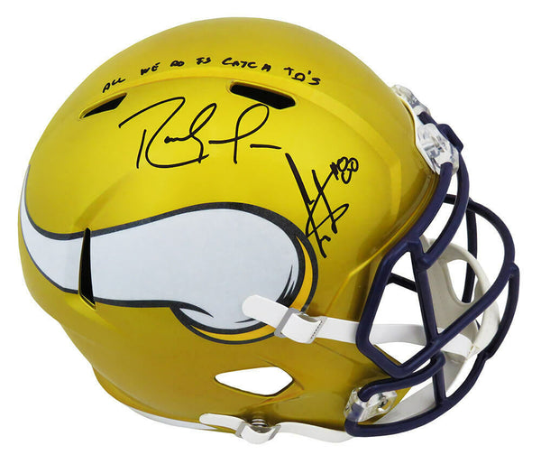 Randy Moss/Cris Carter Signed Vikings FLASH F/S Rep Helmet w/Catch TD's (SS COA)