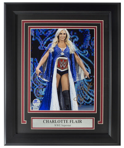 Charlotte Flair Signed Framed 8x10 WWE Photo BAS AA21689