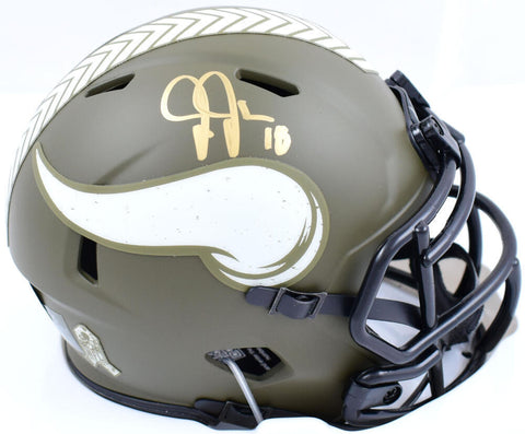 Justin Jefferson Signed Vikings Salute to Service Speed Mini Helmet-BeckettWHolo
