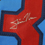 Autographed/Signed JUSTIN MORNEAU Minnesota Retro Blue Baseball Jersey JSA COA