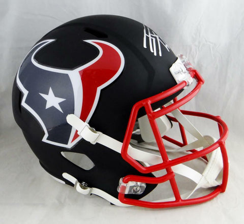 JJ Watt Autographed Houston Texans F/S Flat Black Helmet- JSA W Auth *Silver